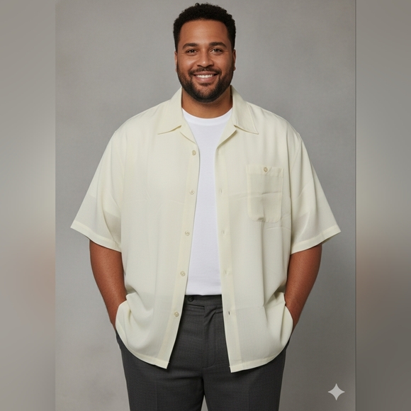 L.A.Beat Other - L.A.Beat Men's Light Yellow NWT Short Sleeve Dress/Button Up Shirt Size 2XL